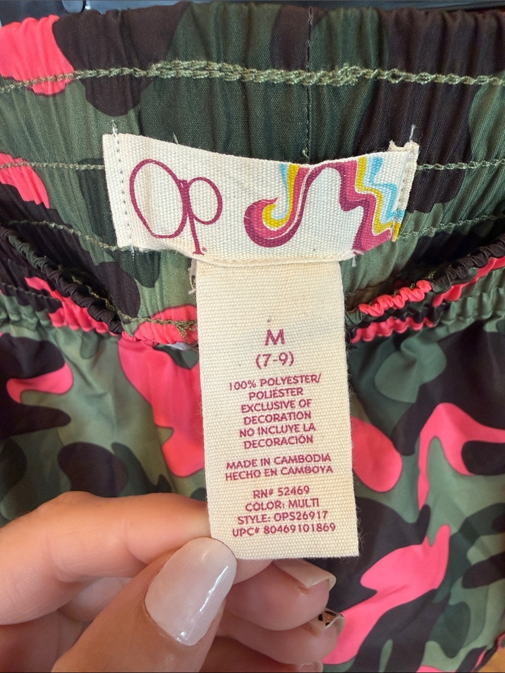 52 OP Pink Camo Athletic Running Shorts Women’s Medium Neon Pink Green - Picture 3 of 6